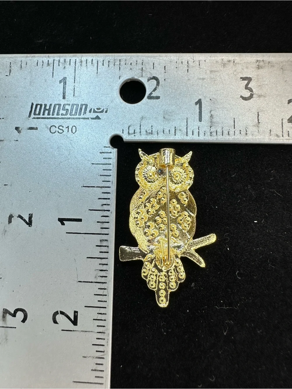 Gold Owl Crystal Brooch with Green Eyes - Women's Jewelry